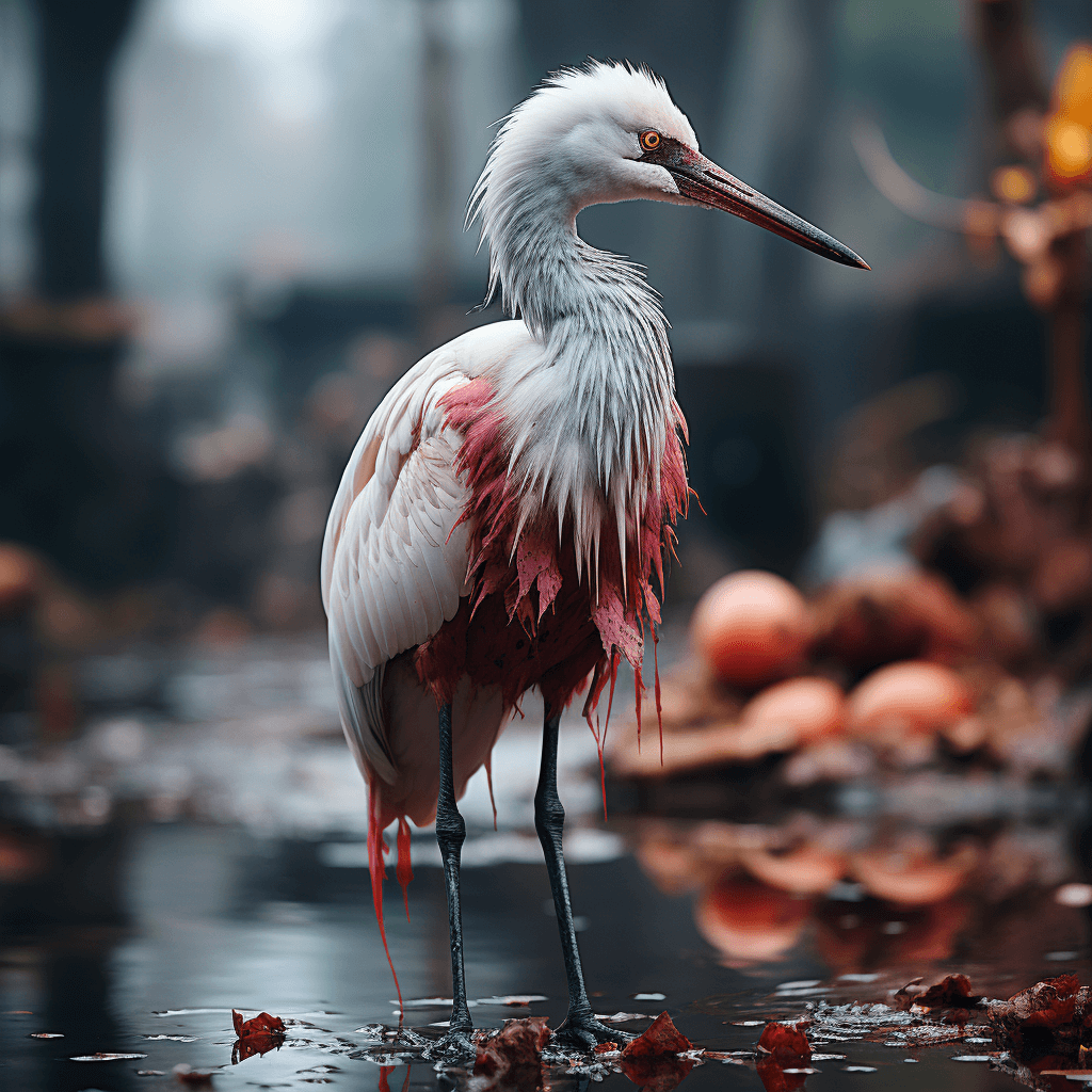 white-and-red-cranes-hunting-in-water